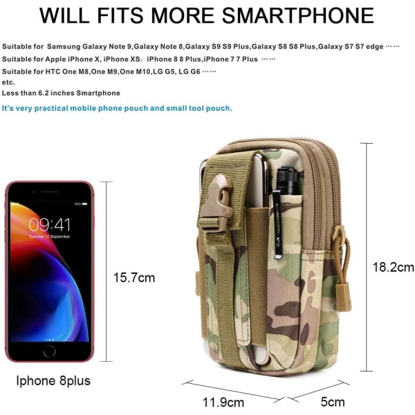Taktiska Midjeväska, Universal Utomhus Midjeväska | Molle EDC Pou 4 10cp kamouflage