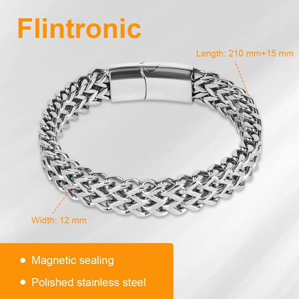 Starkt antikt kubanskt silverarmband för män, mode retro 21 cm T Silver 12MM*22CM