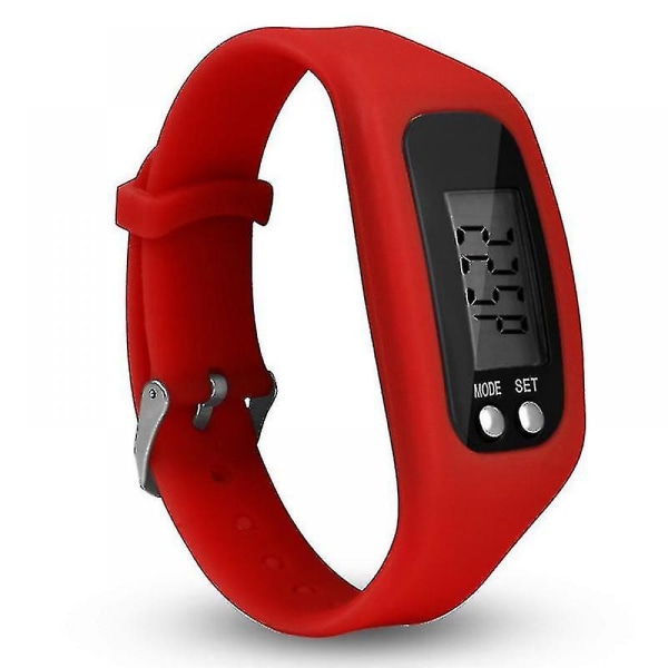Stegräknare Klocka med LCD-Skärm Enkel Användning Promenad Fitness Tracker Armband Orange