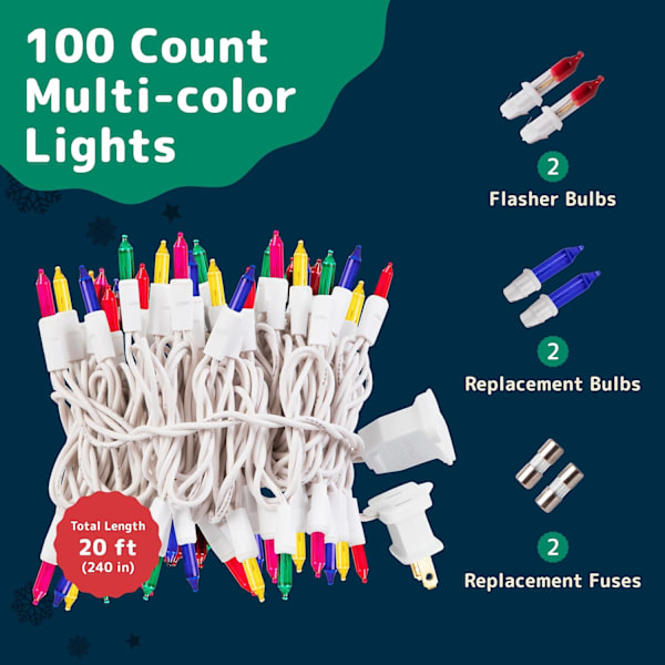 Varmvita julljus (20 fot, 100 ljus) - White Christmas Tr Multicolor 100ct