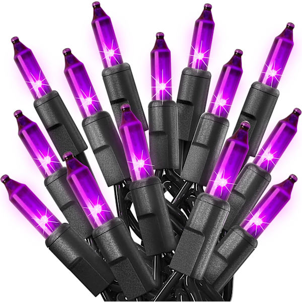 Julbelysning (6 meter, 100 lampor) - Klar Vit Julgranbelysning Purple 100ct