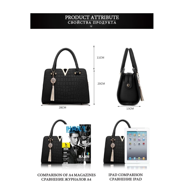 Axelväska Casual Mångsidig handväska för kvinnor (Fashion Faux Leather Sh Black