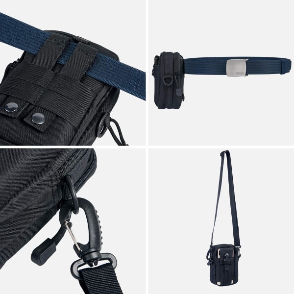 Taktiska Midjeväska, Universal Utomhus Midjeväska | Molle EDC Pou 6 Svart axelrem