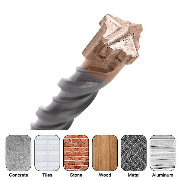7 ST Kakelborr, SDS-Plus Elektrisk Hammarborr för Hammarborr, Korsborrar Metall - 4, 5, 6, 6, 8, 10, 12 x 160 mm