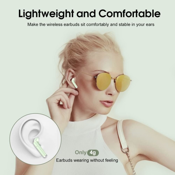 Trådlösa hörlurar, Bluetooth 5.3-hörlurar med 4-mikrofoner ENC Clear Call, Green