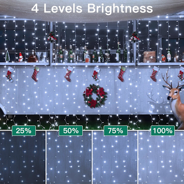 shineshine 197FT 600LED Julbelys utomhus, Vattentät 8 Belysnings White 600 LED