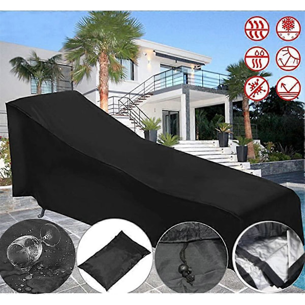 Trädgårdsdynöverdrag - Vattentätt trädgårdsdynöverdrag med slitstarkt 210D-material, presenning trädgårdsdyn solstolsöverdrag - (Storlek 208 cm L x 76 cm B