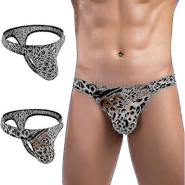 Mäns Leopardmönstrade Tanga G-string Underkläder Tiger head gold M