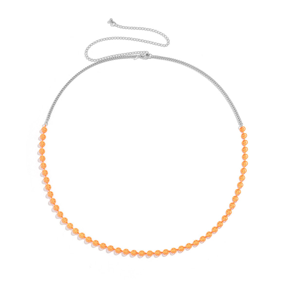 Enkel ihålig geometrisk kroppskedja i macaronfärg med smiley-ansikte orange