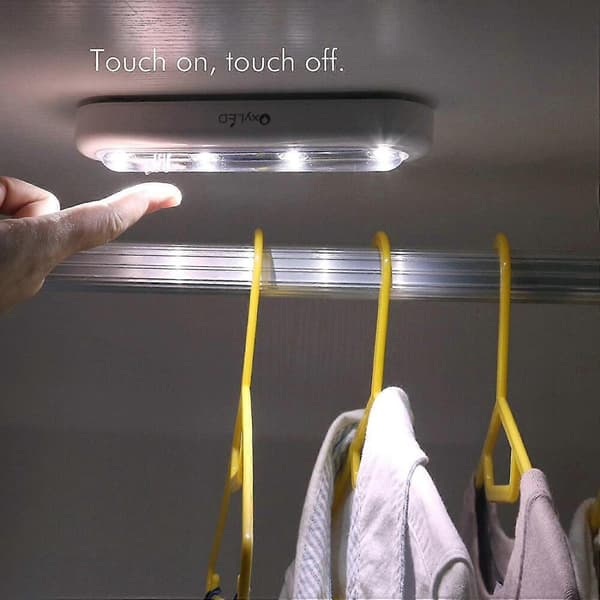 Tryckskåpslampor, 2 st 4 LED Trycklampor Självhäftande Var Som Helst Trycklampor Trådlösa Trycksensor LED-lampor