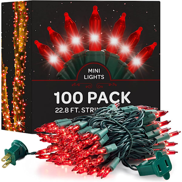 Julbelysning [Set om 100] Flerfärgade Julbelysning, UL-certifierad Red - Green Wire 100