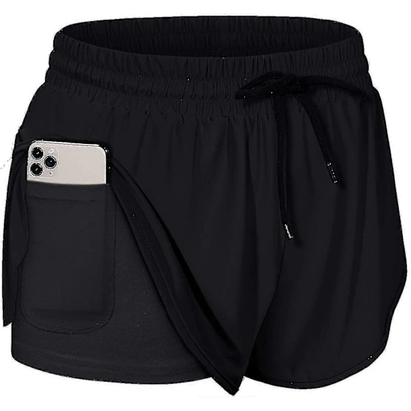 Sportshorts för damer med dragsko i midjan och fodrad innerficka