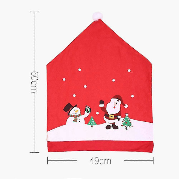Jul Matsalsstolsöverdrag, 4 st 60*50cm Stolsryggskydd Tomtehatt Stolsöverdrag För Julbankett Högtidsfestival Dekor