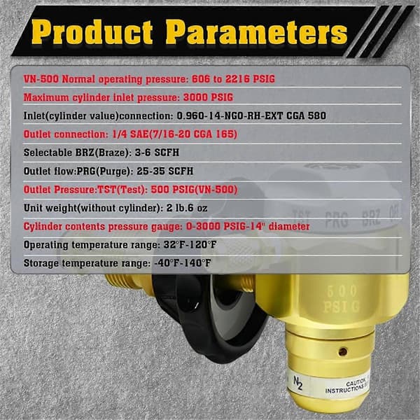 VN-500 Kväve Spolningsregulator och Flödesmätare Hybrid Design
