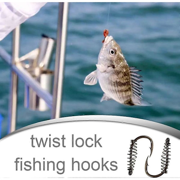 30 st Twist Lock Fiskekrokar Högt Stål Fjäder fiskekrokar Hullingförsedda Vridbara Fiskekrokar för Saltvatten, Sötvattensfiske