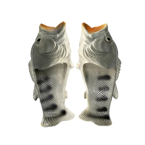 Unisex simulering 3d fisk tofflor sommar roliga mode flip flops för 30-31 Gray