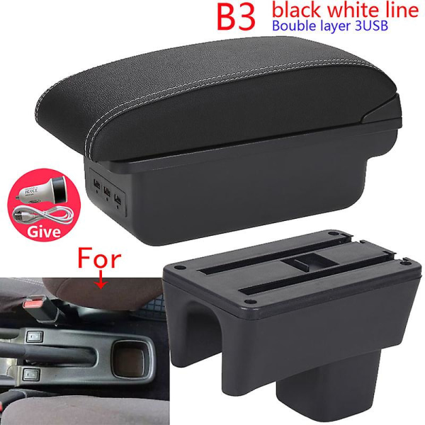 Armstödslåda för Suzuki Swift, för Suzuki Swift 2005-2023 B3 Black white 3USB