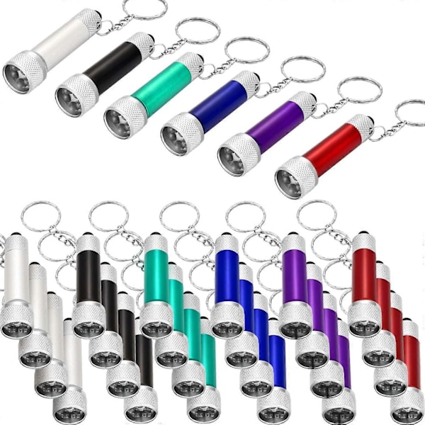 30 st Mini LED Ficklampa Nyckelring Portabel 5 Glödlampor LED Ficklampa