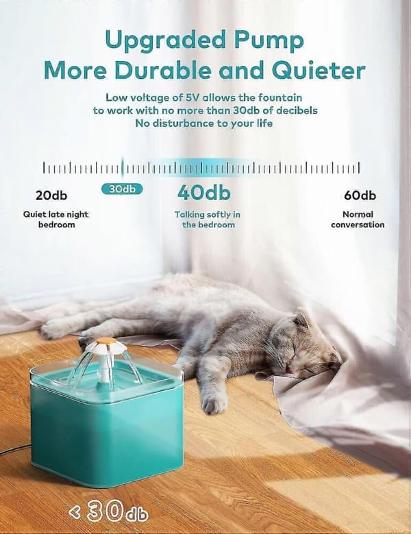 Katt Vattendispenser, Ultratyst Vattendispenser, Katt Vattendispenser Med LED-Ljus