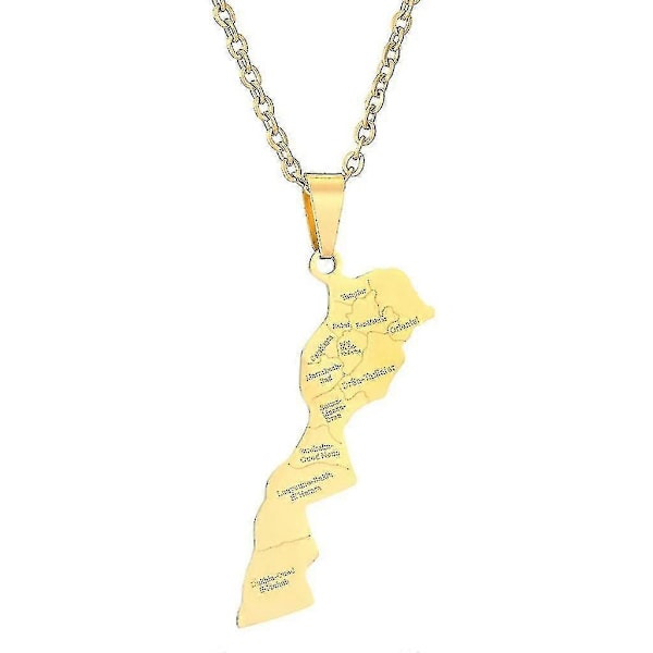 Marocko Kart Hängsmycke Halsband Trendigt Silver/Guld Unisex Dam Herr Halskedja