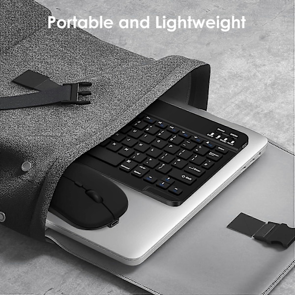 Tangentbord, Uppladdningsbart Ultra Slim Universellt Tablet Tangentbord, Portabelt Bluetooth Tangentbord för Laptops/Stationära Datorer/Telefoner, Svart
