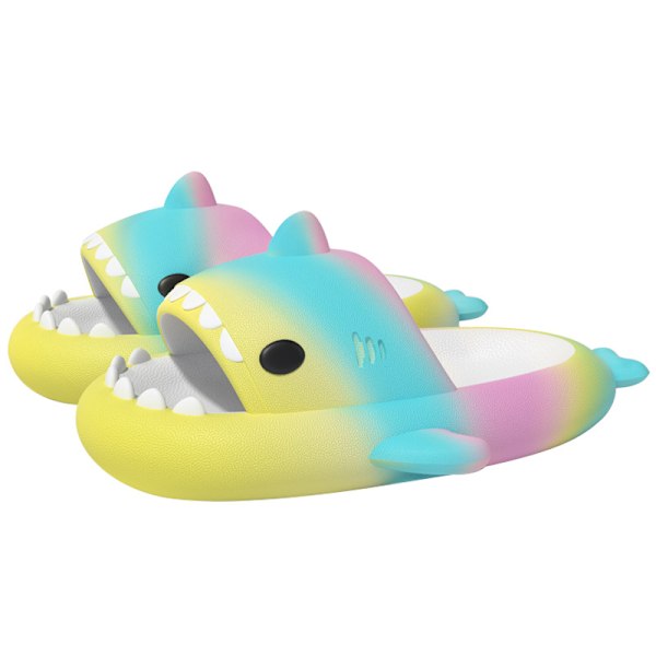 Rainbow Cloud Shark Tofflor Gradient Färg gulgrönt pulver 43
