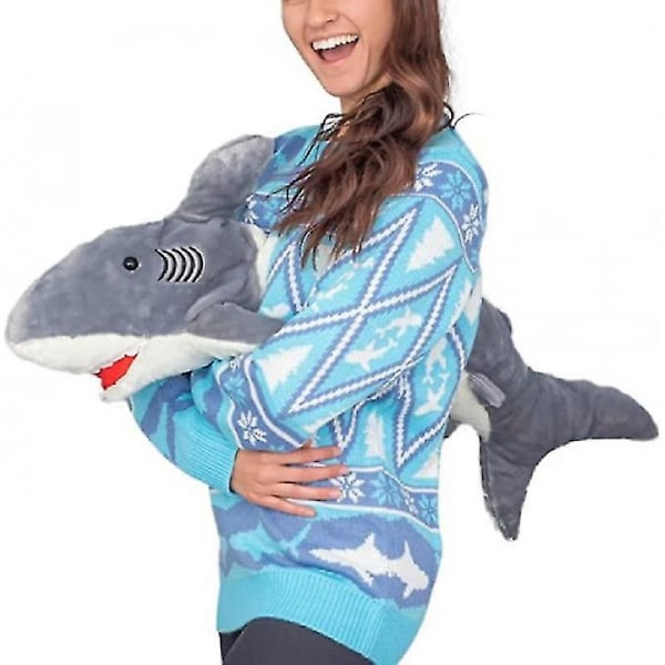 Unisex Stickad Ful Jultröja - Nyhet 3D Dock Pullover För shark M