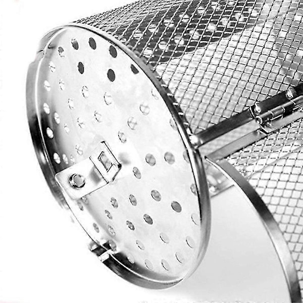 Rostfri Rotisserie Grill Rostnings Trumma Ugnskorg Ugnsrostning Bakning Roterande För Jordnötter Torkade Nötter Kaffebönor Bbq (1st-14cm Diameter X 18cm Höj