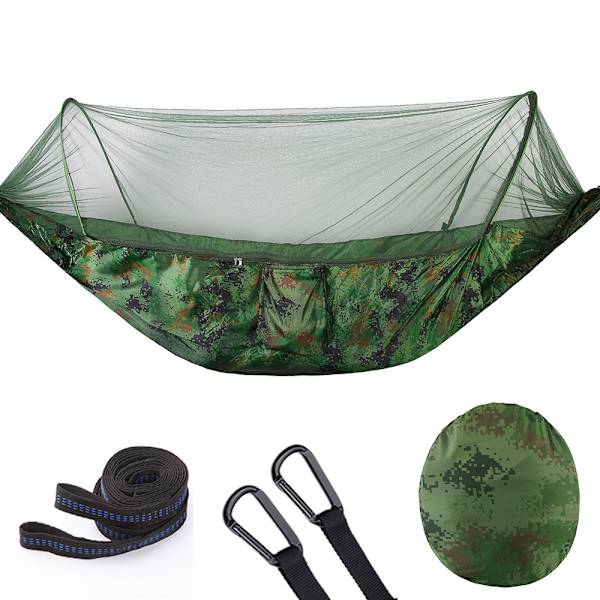 Ultralätt Resekamphängmatta Myggnät Hammock Kamuflaż ASV 250x120