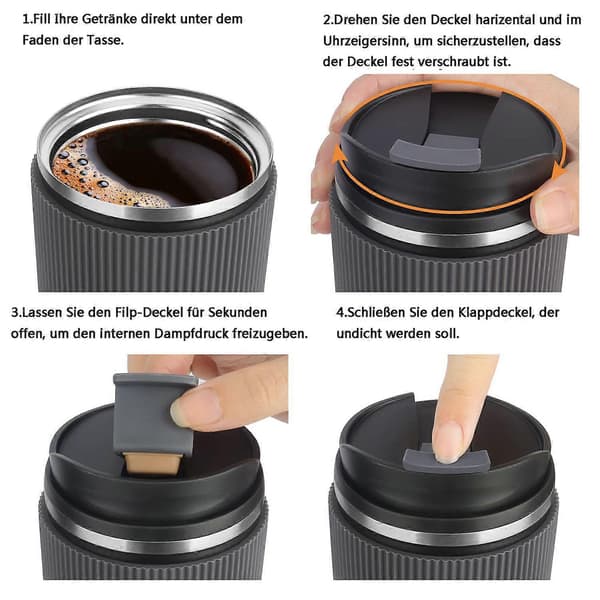 Termosmugg, isolerad mugg, läckagesäker resemugg, kaffemugg med lock
