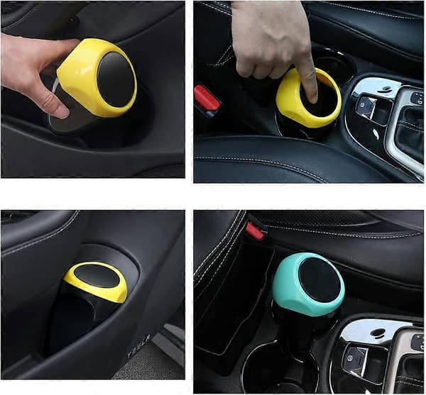 2-pack Mini Soptunnor för Bil, Hem, Kontor Skräpförvaring (Gul, Blå)