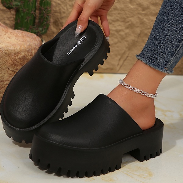 Kvinnors plattform Mules Colgs,Slip on Wedge Tjock sula Colg Tofflor Söt mode semester klackade plattformade sandaler Vatten Strand Komfort Mjuk Sko Black 41