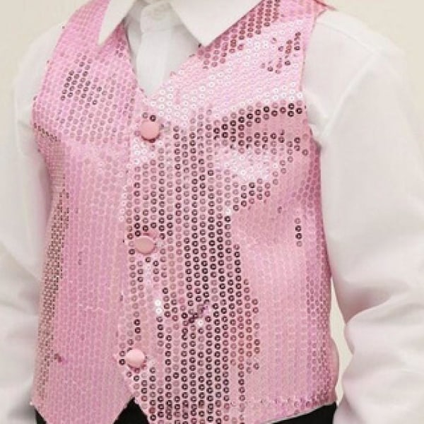 Kostymväst Glitter Unisex Färgglad Barn ärmlös paljettväst Pink 2XL