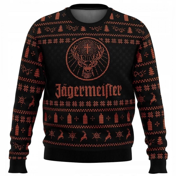 Bebetter Jagermeister Karneval Jultröja Pullover Herr 3D Swe Orange S