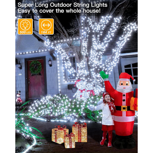 shineshine Christmas Lights 164FT/500LED, Vattentät utomhusslinga Li Green 900 LED