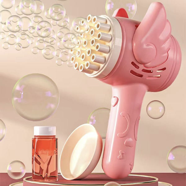 1 st Bubbelmaskin för Småbarn 23 Hål Ljusupp Bubbelblåsare för Barn Automatisk Bubbelblåsare Bubbelblåsare Sommar Utomhusleksaker Födelsedagspresent Pink