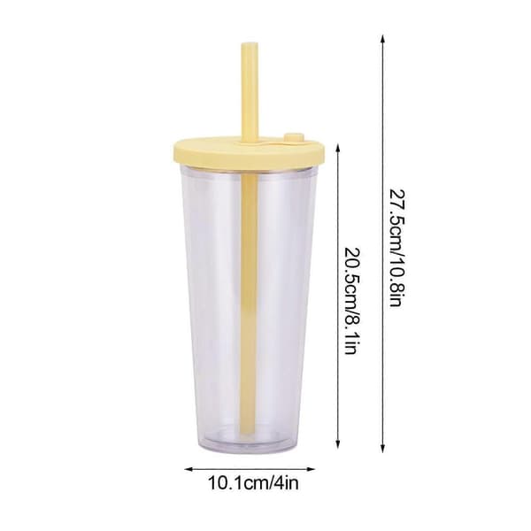 Sugrörskopp, Mjölktekopp, 700ml, Transparent, Gradient Rosa