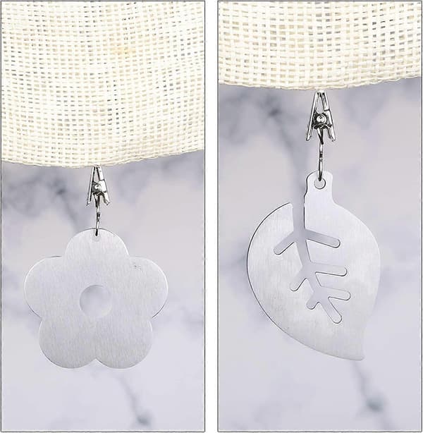 Set med 8 Bordsduksvikter i Rostfritt Stål, Blomformad Design, Silverfärg