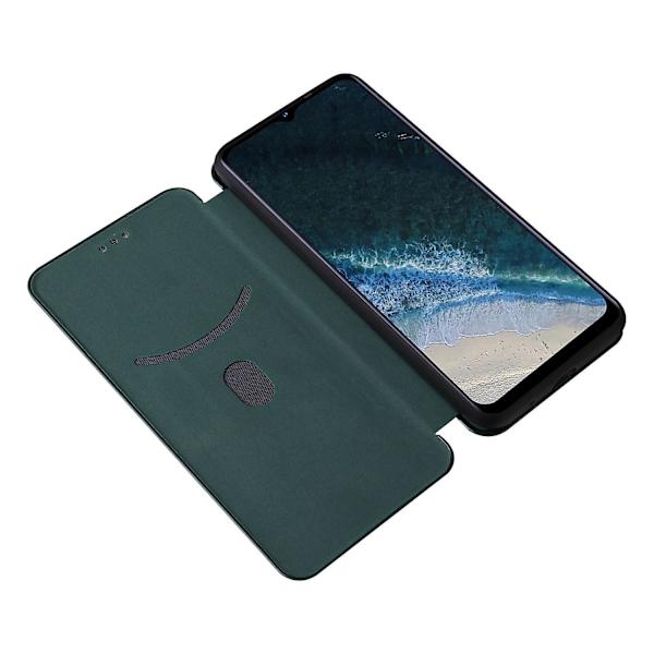 Kompatibel med Oukitel C25 Kolfibermönster Premium Flip Case Wit Green