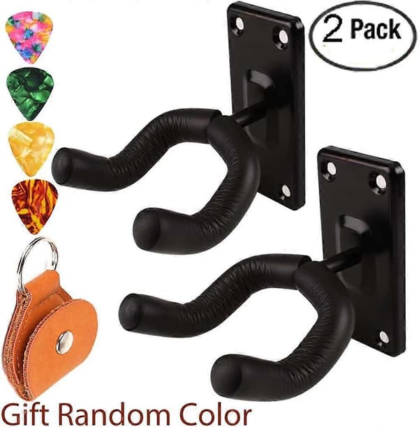 Gitarrkrokar Väggfäste El- och Basgitarrkrokar (2-pack Svarta Metallgitarrkrokar)