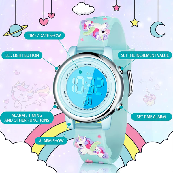 3-pack Barn Unicorn Klocka och Armband Digitalt Söt stil