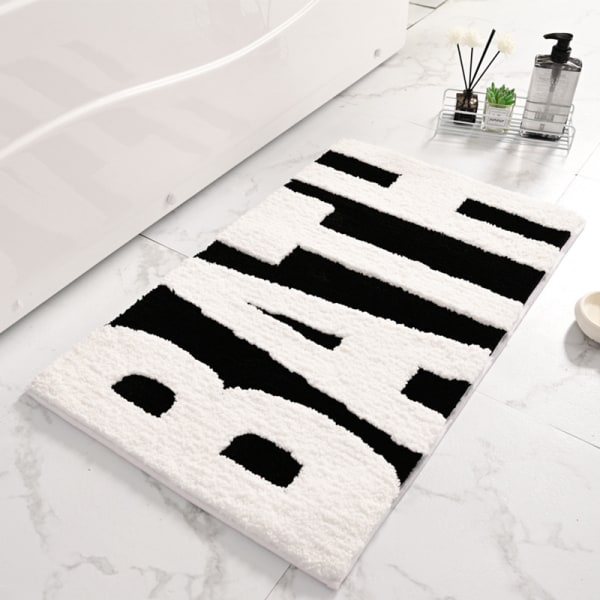 Badrumsmattor, Halksäkra Badrumsmattor, Mjuka Absorberande Söta Badrumsmattor, Maskintvättbara Snabbtorkande BATH white