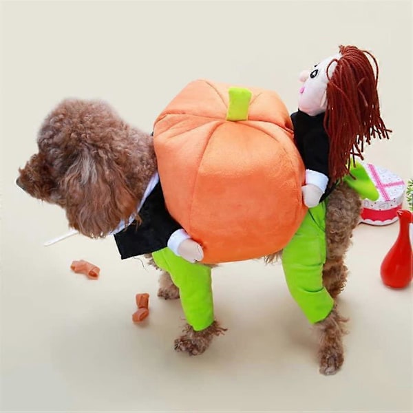 Hundkläder Rolig Pumpa Valpdräkt Hund Katt Bärande Pumpa Fancy Kostym Halloween Party Storlek M