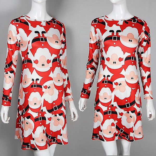 Kvinnors Festklänning Julklänning Damernas Semester Jultomte Swing M 4XL Santa Claus No2 Red