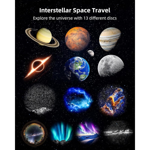 13-i-1 Planetarium Galaxy Projektor, 8K Stjärnprojektor med Timer, Ne White