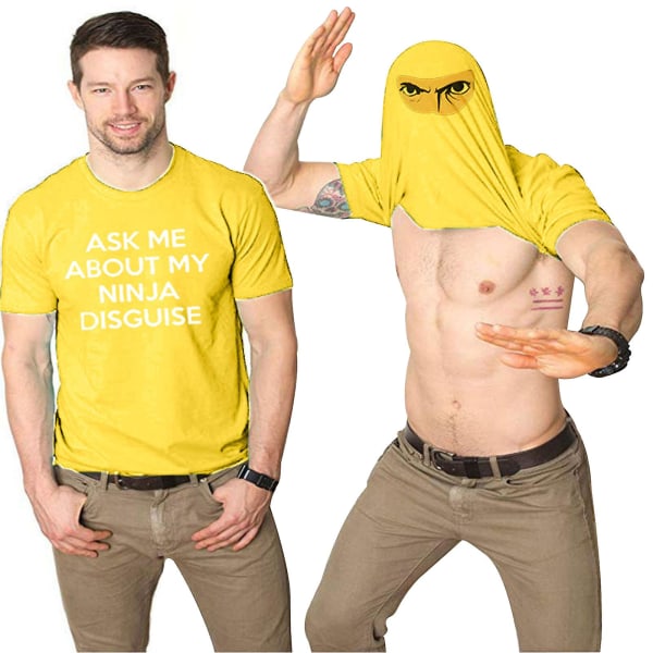 Ninja Disguise T-shirt Karate Martial Arts Tee Top - Barn & Vuxen Yellow M