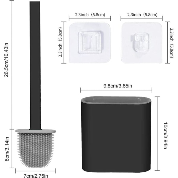 TPR silikon toalettborste och hållare, Långt skaft avtagbar Toi