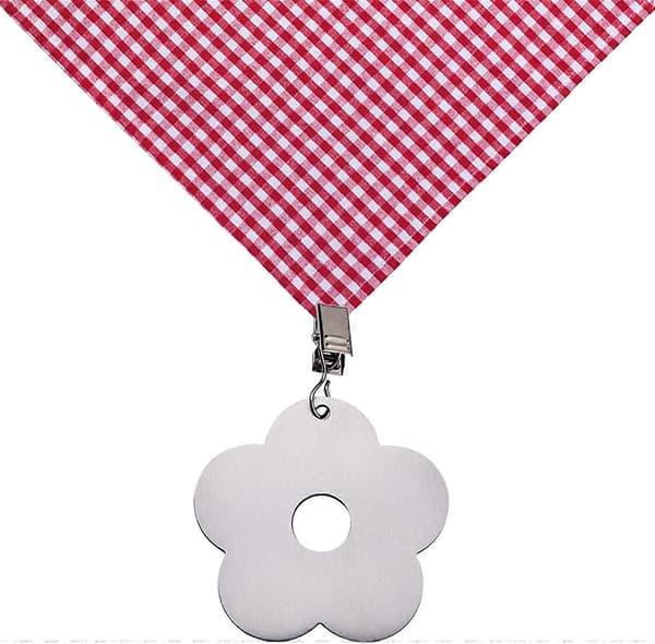 Set med 8 Bordsduksvikter i Rostfritt Stål, Blomformad Design, Silverfärg