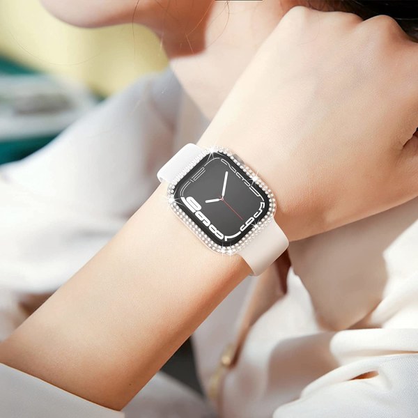 Kompatibel för Apple Watch med skärmskydd i härdat glas Silver/Silver 44mm
