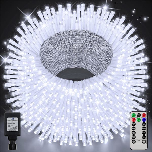 shineshine 197FT 600LED Julbelys utomhus, Vattentät 8 Belysnings White 1000 LED
